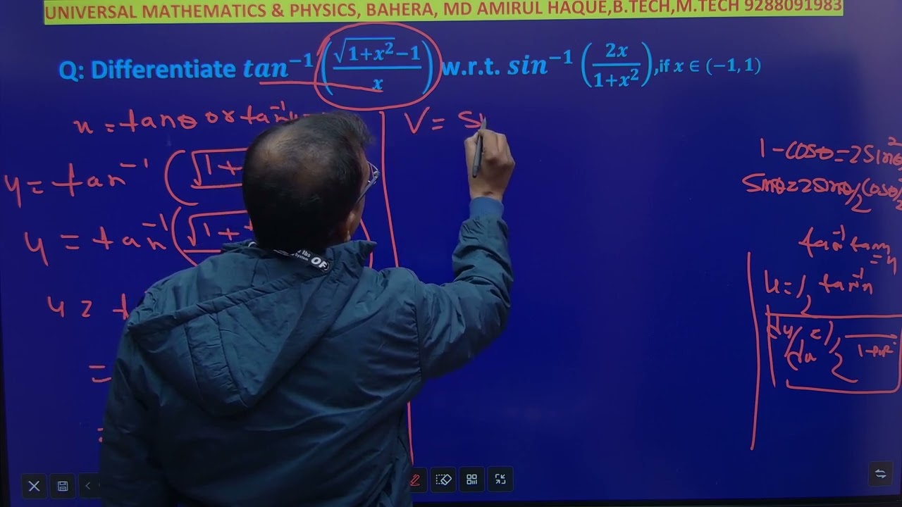 Differentiate tan^-1[√(1+x^2) -1]/x w.r.t. sin^-1(2x/1+x^2)If x£(-1,1)