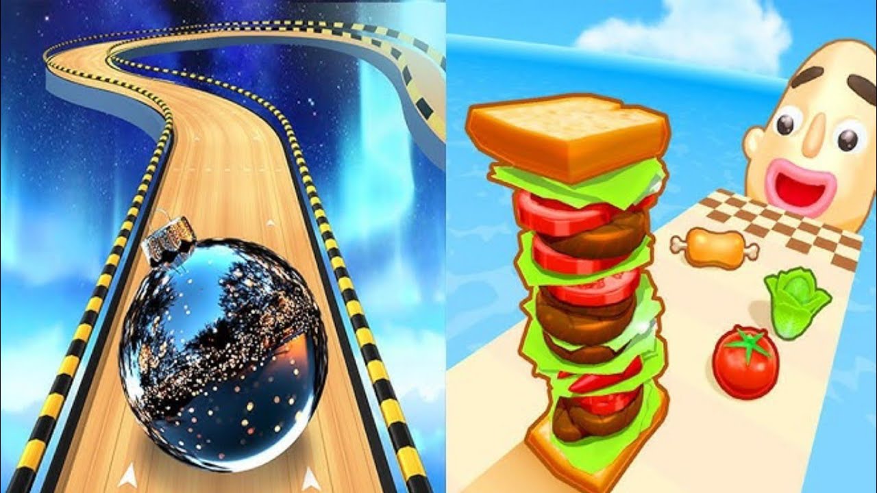 Sandwich Run vs Going Balls – Crazy Obstacles & Extreme Level Challenge!