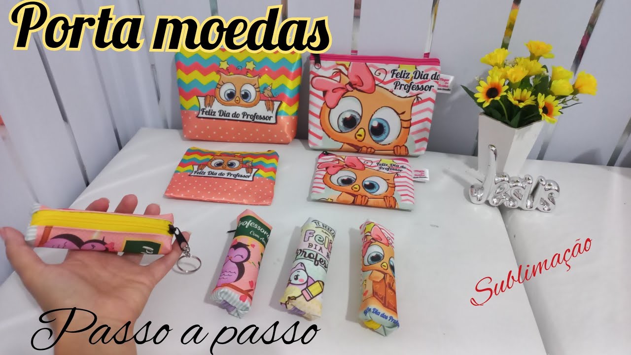 Porta moedas sublimado, rápido e fácil.