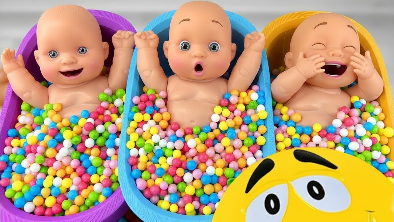 Full of 3 Rainbow BathTubs Candy with M&M's & Magic Slime Cutting Video