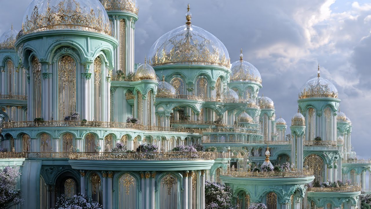 Enter Realm of Prestige: Mint Green Castle Designed with Unmatched Grandeur and Timeless Beauty (4K)