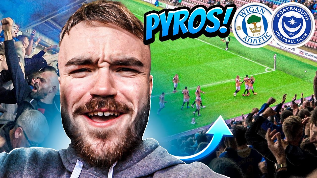 WIGAN vs PORTSMOUTH | 1-2 | AWAY END SCENES & PYROS AS POMPEY STAY TOP OF THE LEAGUE!🔝