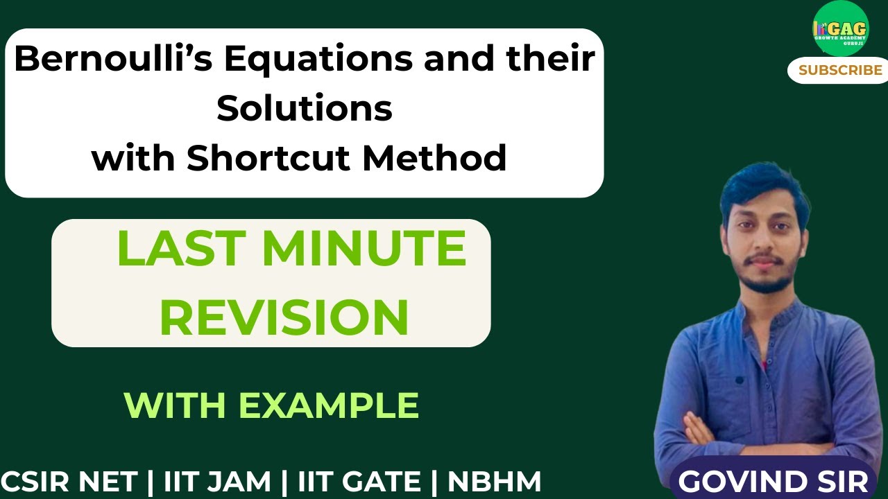 Bernoulli's Equations Problem Solution | shortcut methods for csir net | Higher Mathematics prep