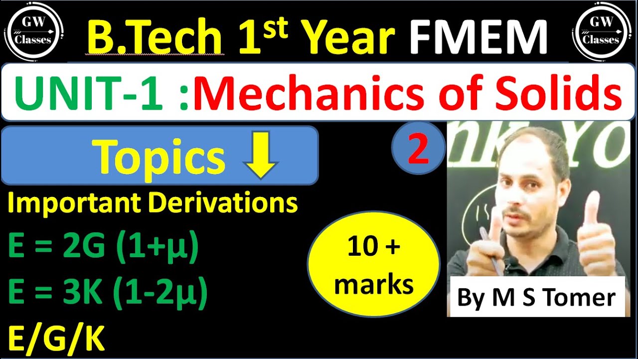 Unit-1 | Derivations  Elastic Constants I Fundamentals of Mechanical Engineering and Mechatronics