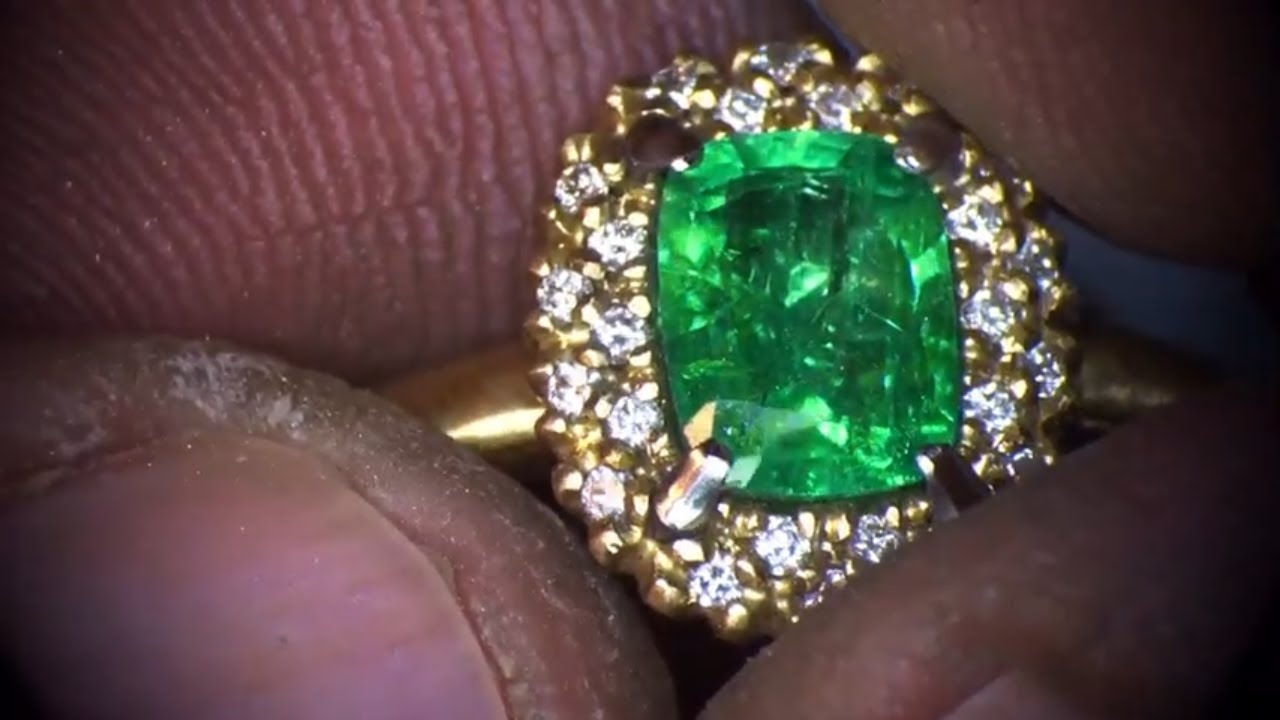 Handmade Jewellery UK - Bespoke Emerald And Diamond Ring - 2020 - Birmingham Jewellery Quarter - UK