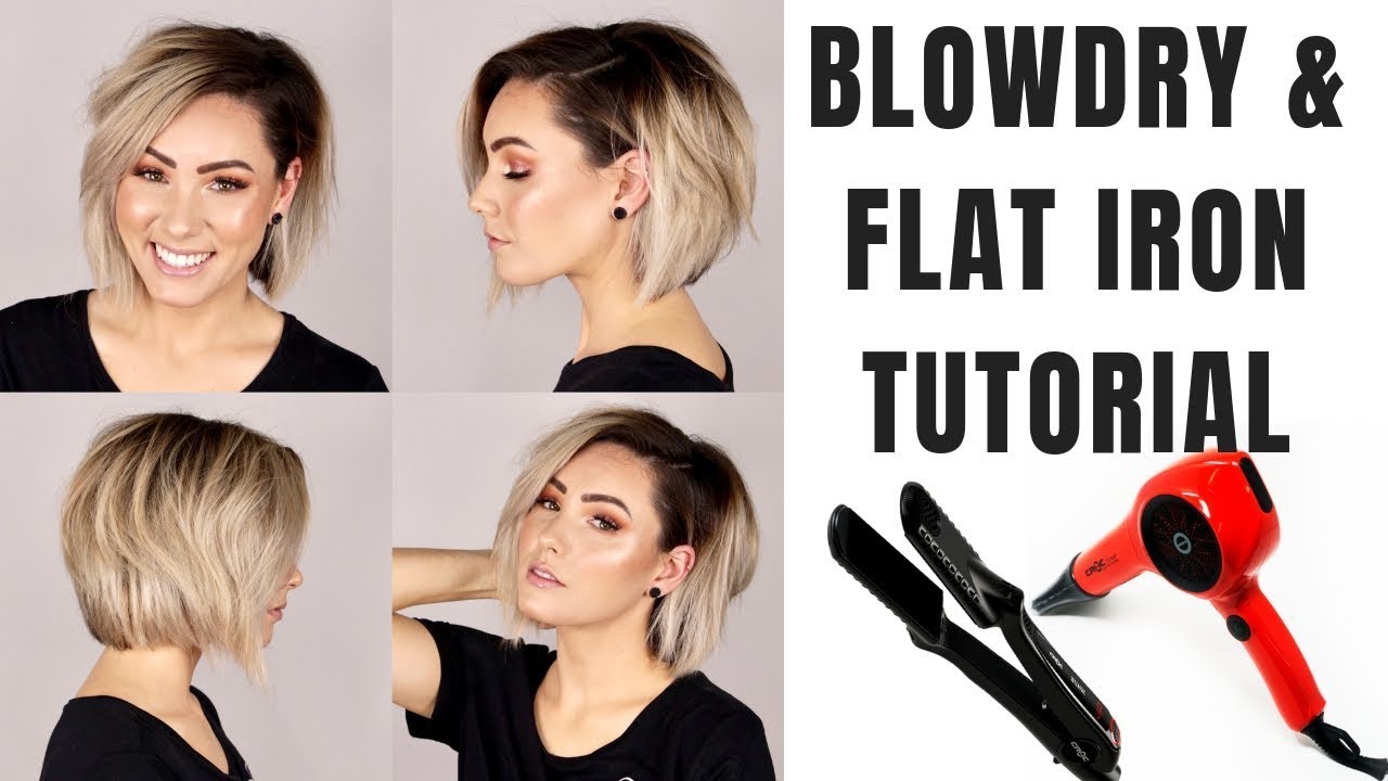 BLOW DRY & FLAT IRON HAIR TUTORIAL