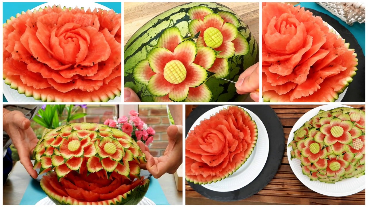 FRUIT CARVING WATERMELON | part-2 | TUTORIAL | CARVING BUNGA | BUNGA SEMANGKA | UKIR BUAH SEMANGKA