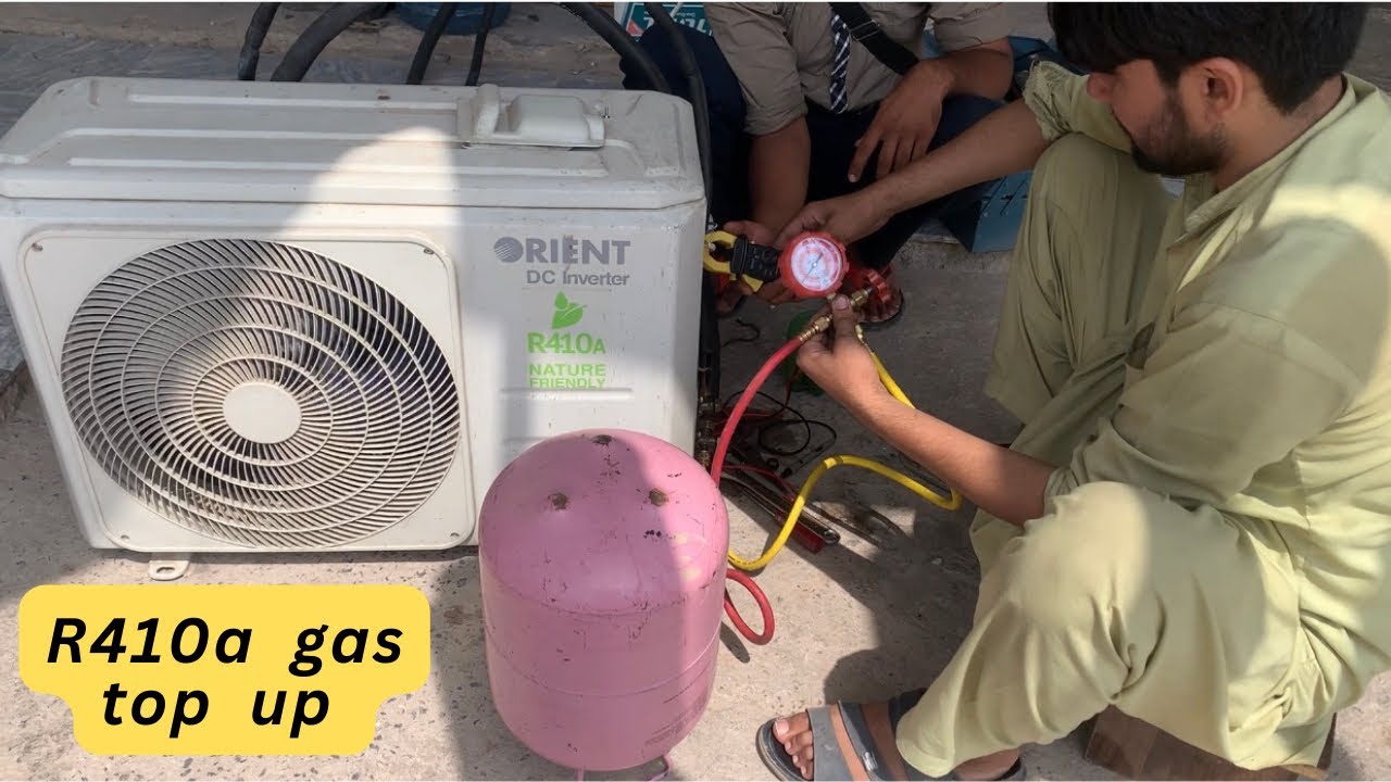 How to split inverter air conditioner top up r410a refrigerant || how to refill r410a gas in ac