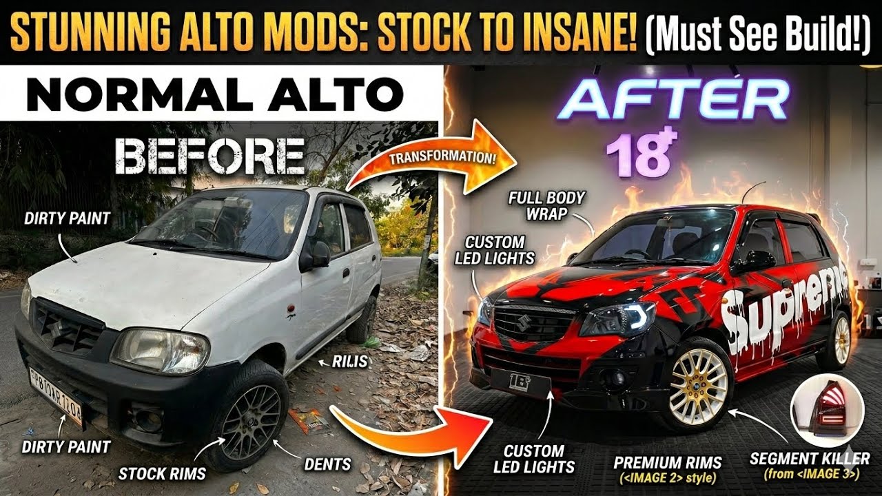 Modifications of Alto 2011 model into type 2 Body And Installing Banger Exhaust And high End Audio
