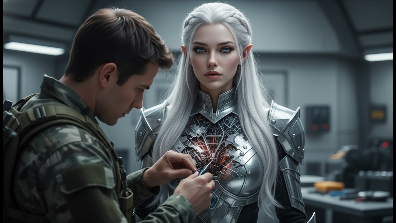 I Touched Her Armor to Repair It — Her Voice Dropped: “Continue, Human” | Sci-Fi Story
