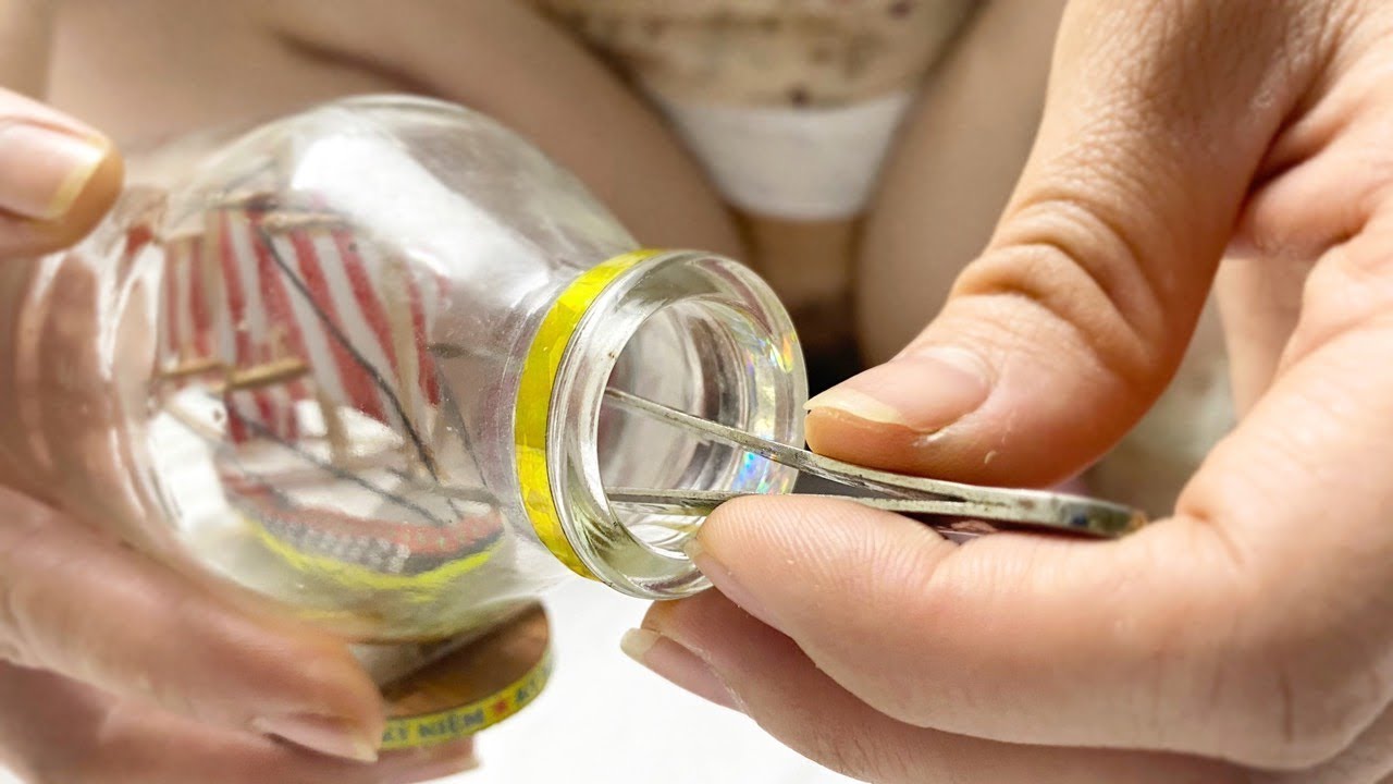 Make a small boat in a transparent glass jar l How to make a boat - Full Video