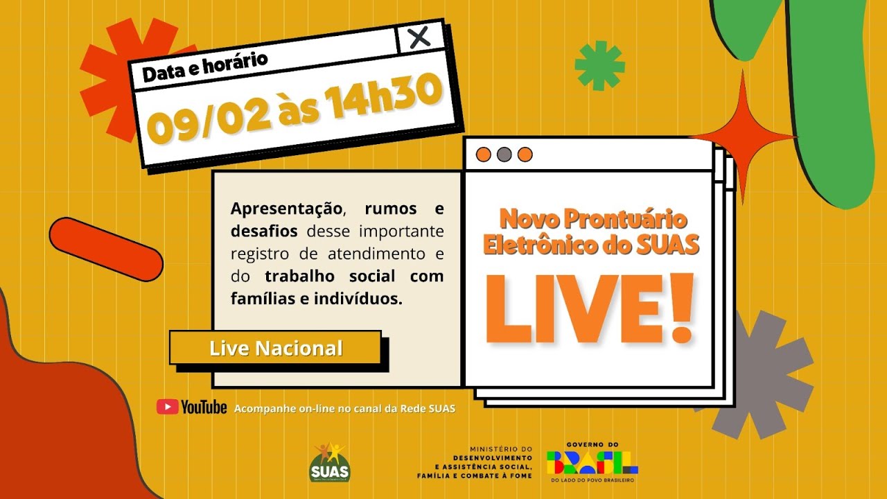 Live sobre o Novo Prontuário Eletrônico do SUAS.