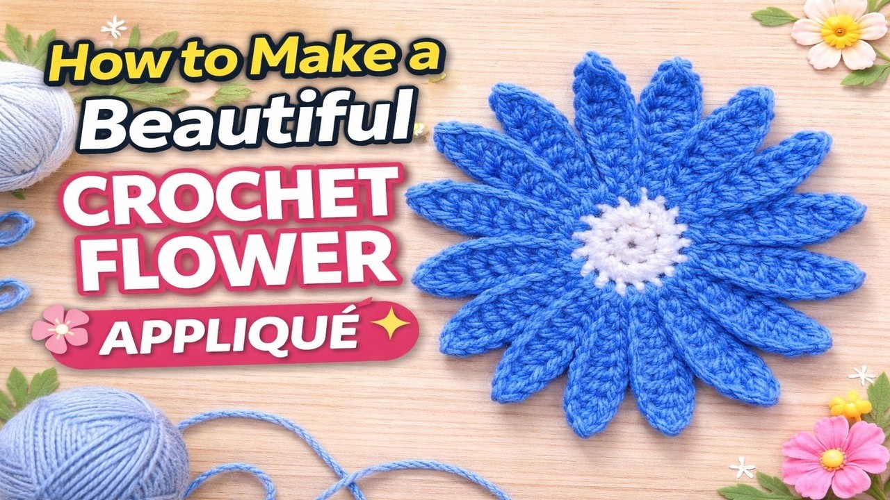 How to Make a Beautiful Crochet Flower Applique description