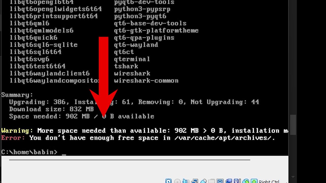 Fix You Don&rsquo;t Have Enough Free Space in var/cache/apt/archives Error in Kali Linux