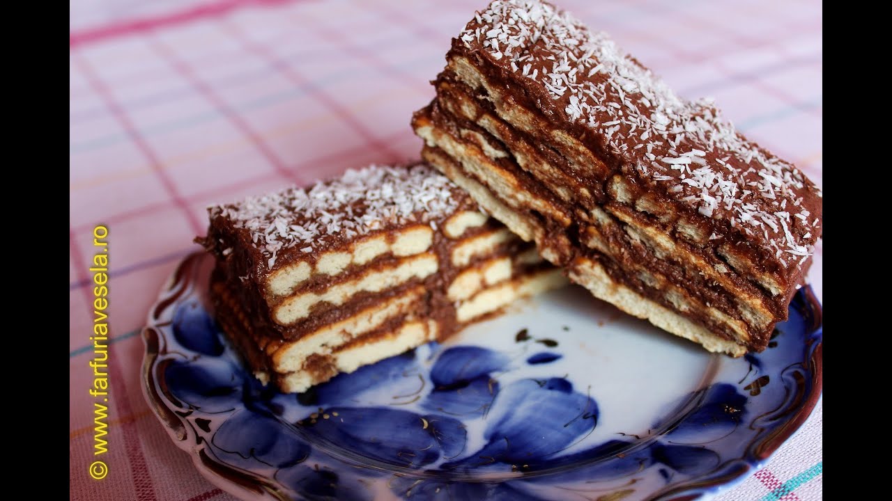 Tort de biscuiti cu crema de cacao | Farfuria vesela
