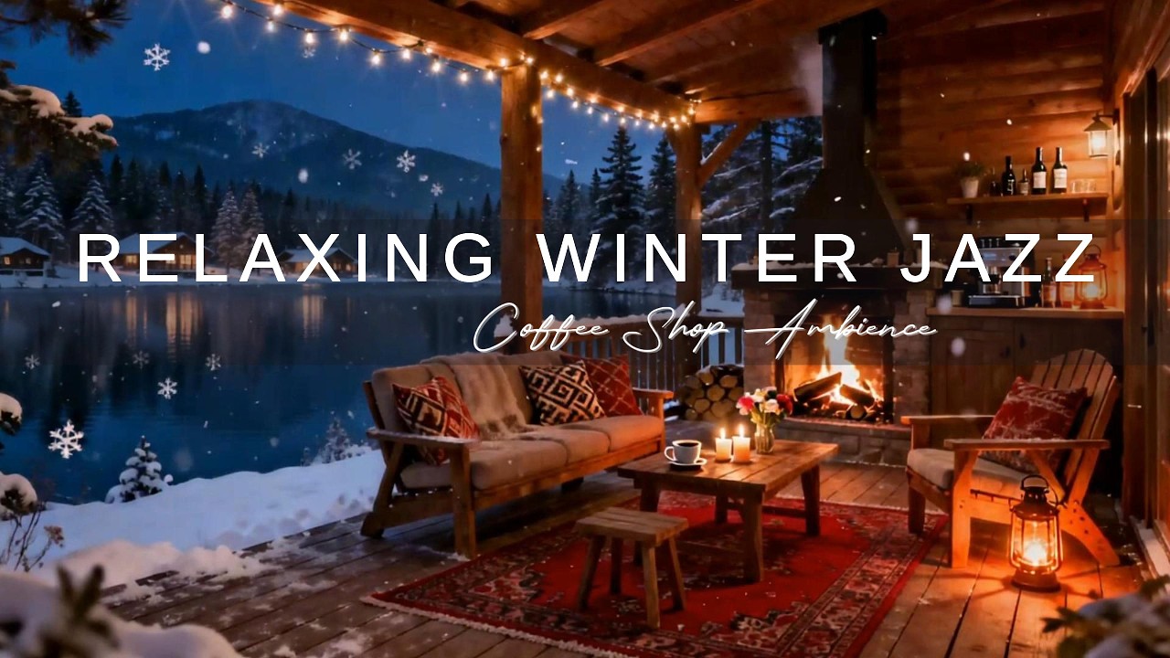 Relaxing Winter Jazz ❄️ Cozy Coffee Shop Ambience by the Lake ☕🎷