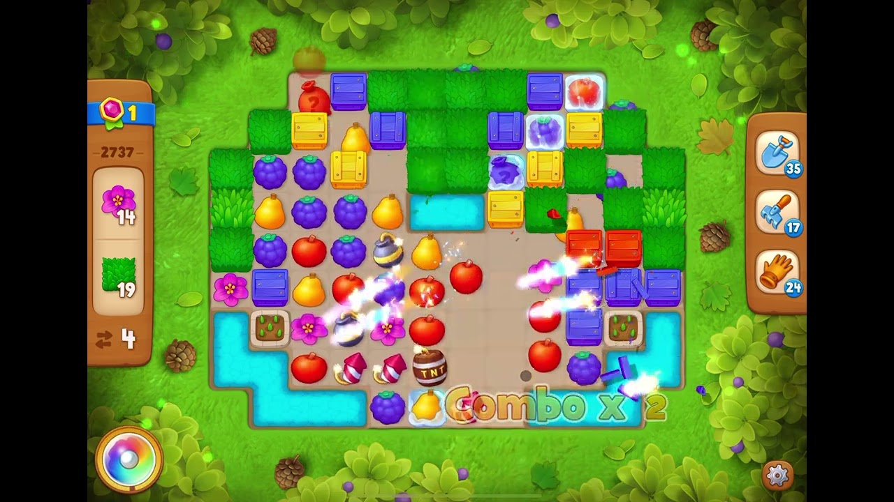 GardenScapes Level 2737 no boosters (14 moves)