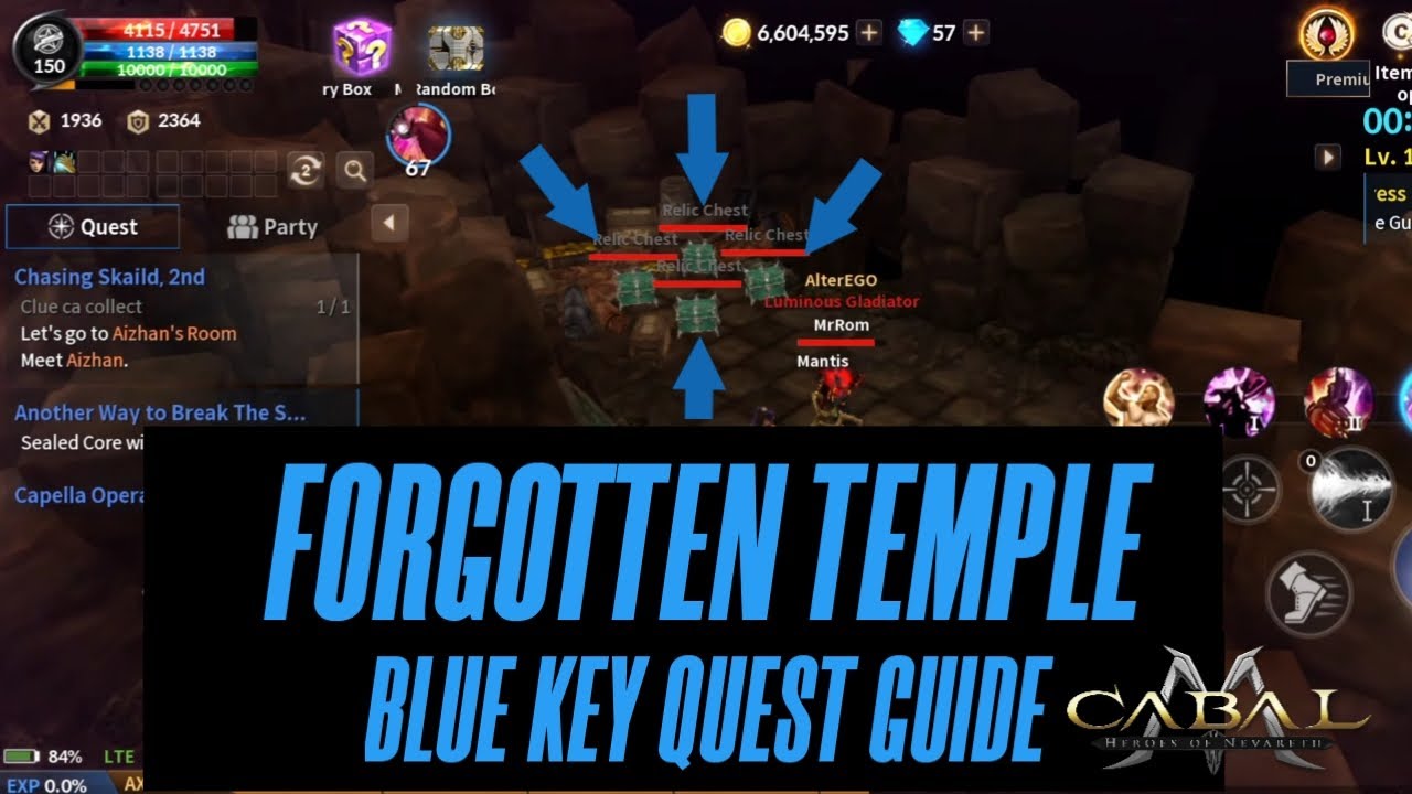 Cabal Mobile | Forgotten Temple(FT1)| Blue Key Quest Guide.