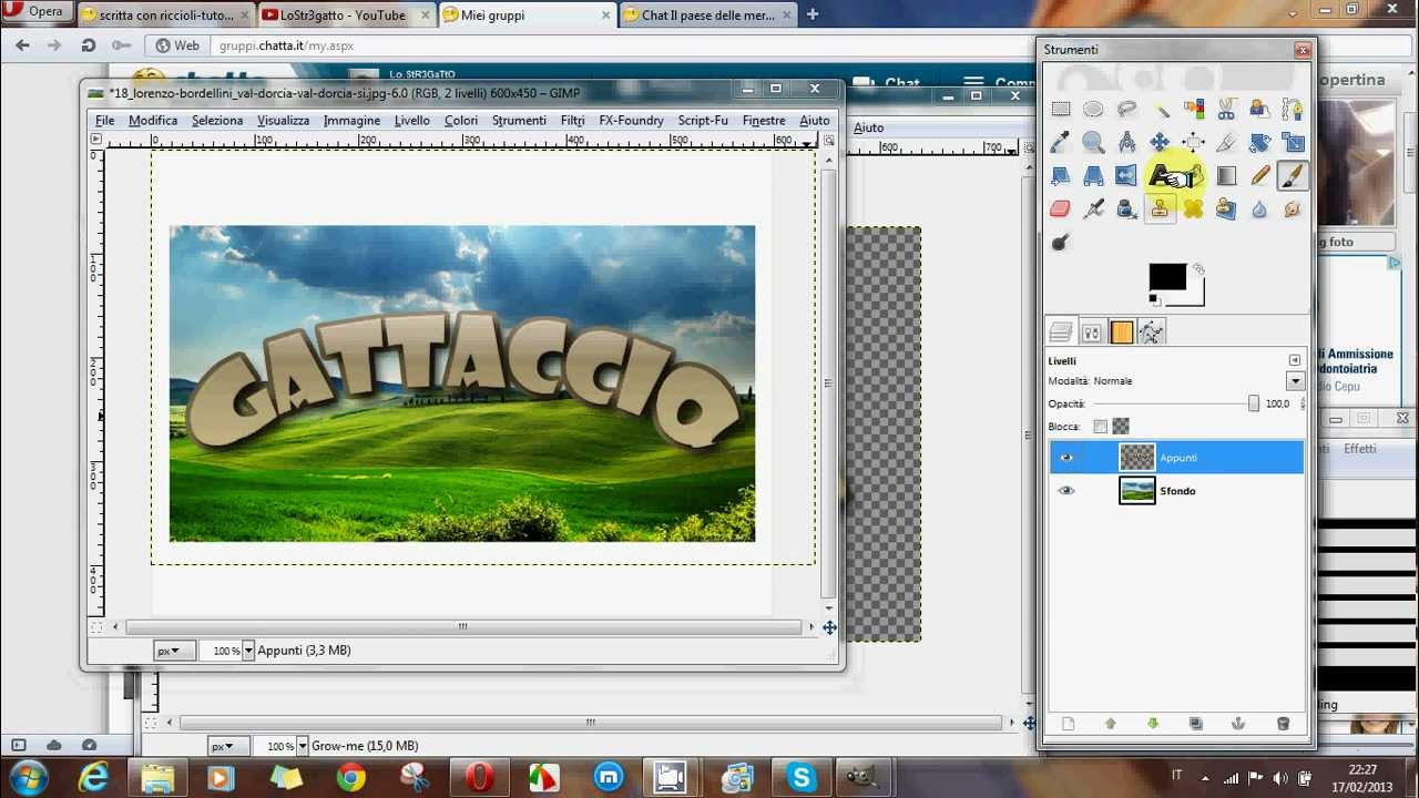 scritta curva su un tracciato-tutorial gimp