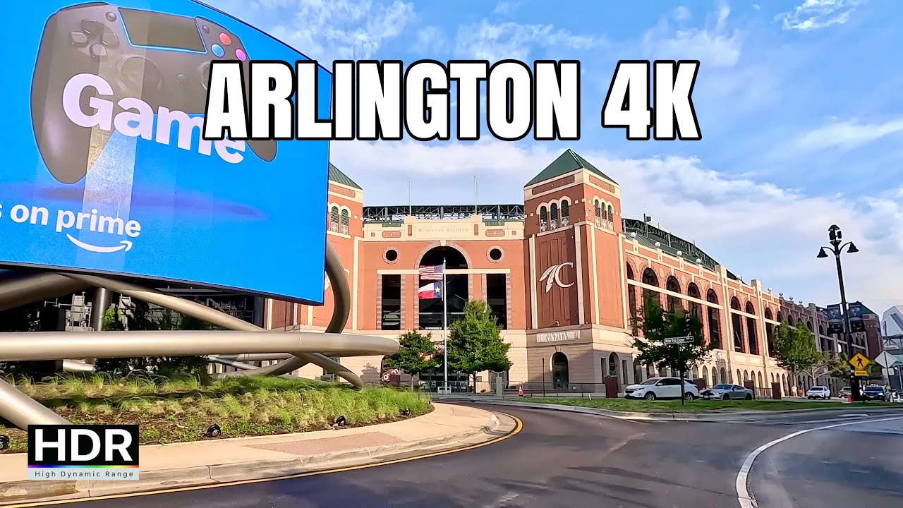 Virtual Tour Arlington 4K Drive, Dallas Cowboys. Texas Rangers, Six Flags || Arlington, Texas
