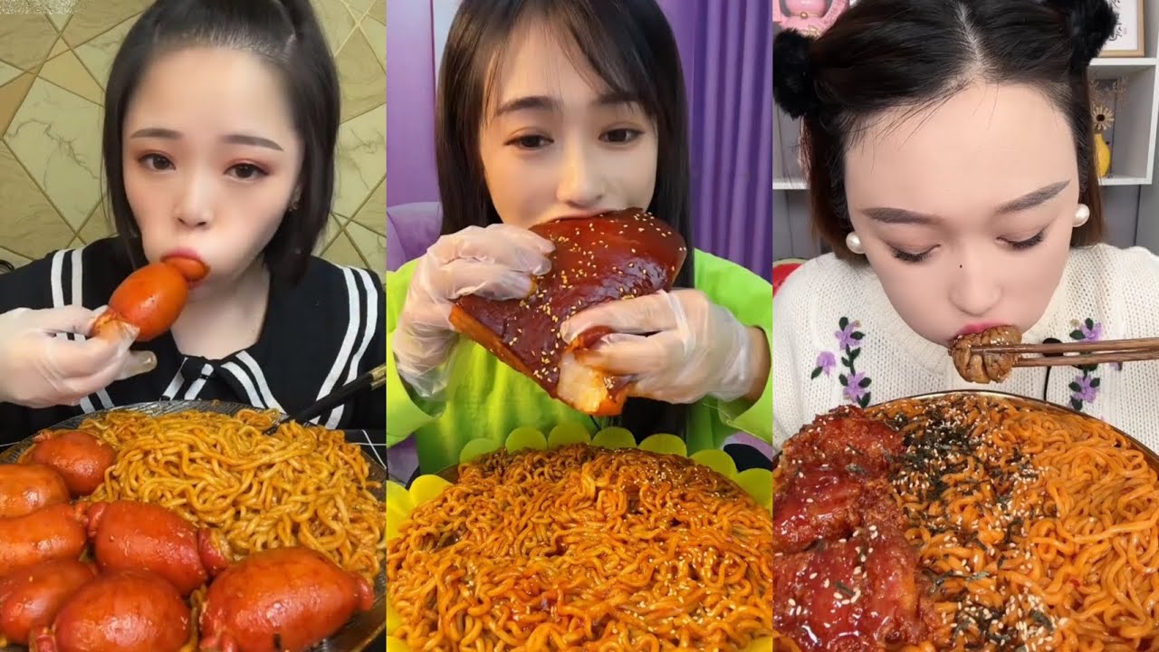 2x Spicy Noodles Eating Mukbang 한국식 매운 국수 먹기 챌린지 Asmr Eating Sounds Noodles Eating 