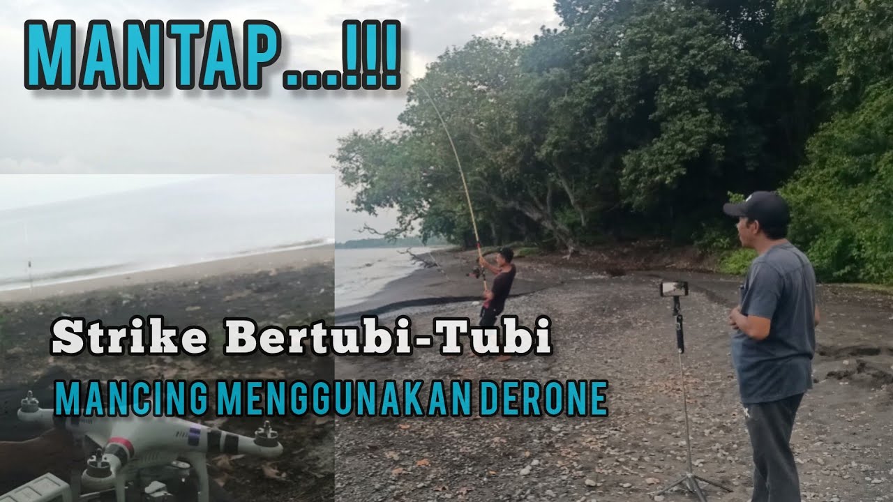 Wow...! Strike Bertubi-Tubi, Mancing Pinggiran Menggunakan Drone. #viral #mancing
