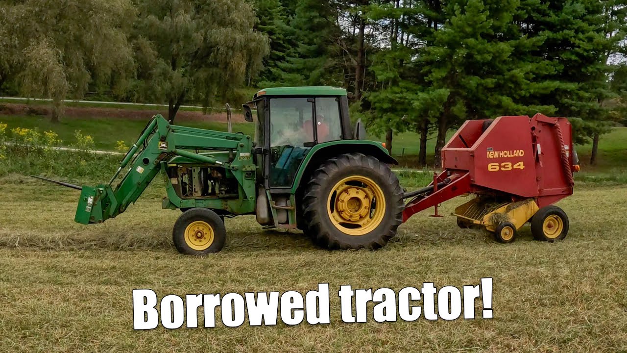 Baling Hay with a John Deere 6110 (Kubota Broke Down)
