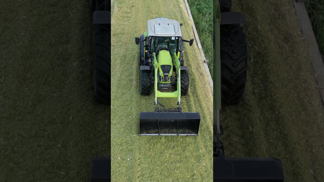 Claas Arion 450 Spreading Silage on the Silo #agriculturalmachinery #claastractors