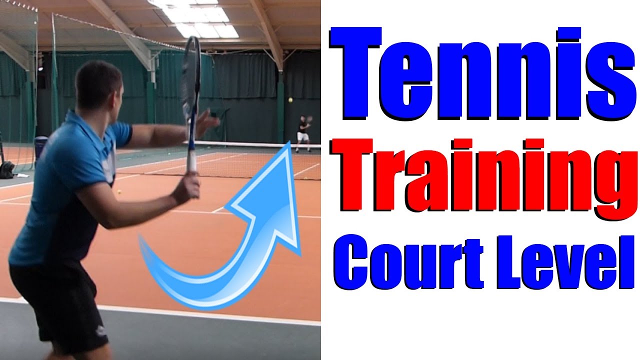 Tennis Training - Simon Hitting With 17 Year Old Student - Court Level View