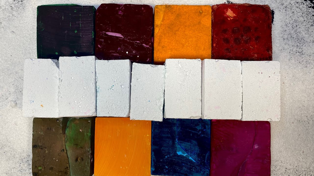Dyed Multi coloured Gym chalk Blocks with HM freshies | Gym Chalk asmr