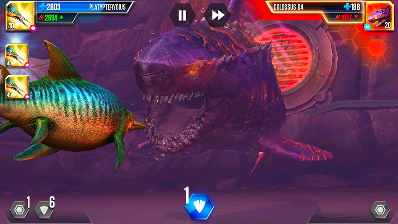 PLATYPTERYGIUS VS COLOSSUS 04 VS RHOMALEOSAURUS | JURASSIC WORLD THE GAME