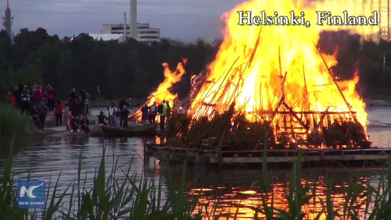 Finland collective dance on Midsummer Day