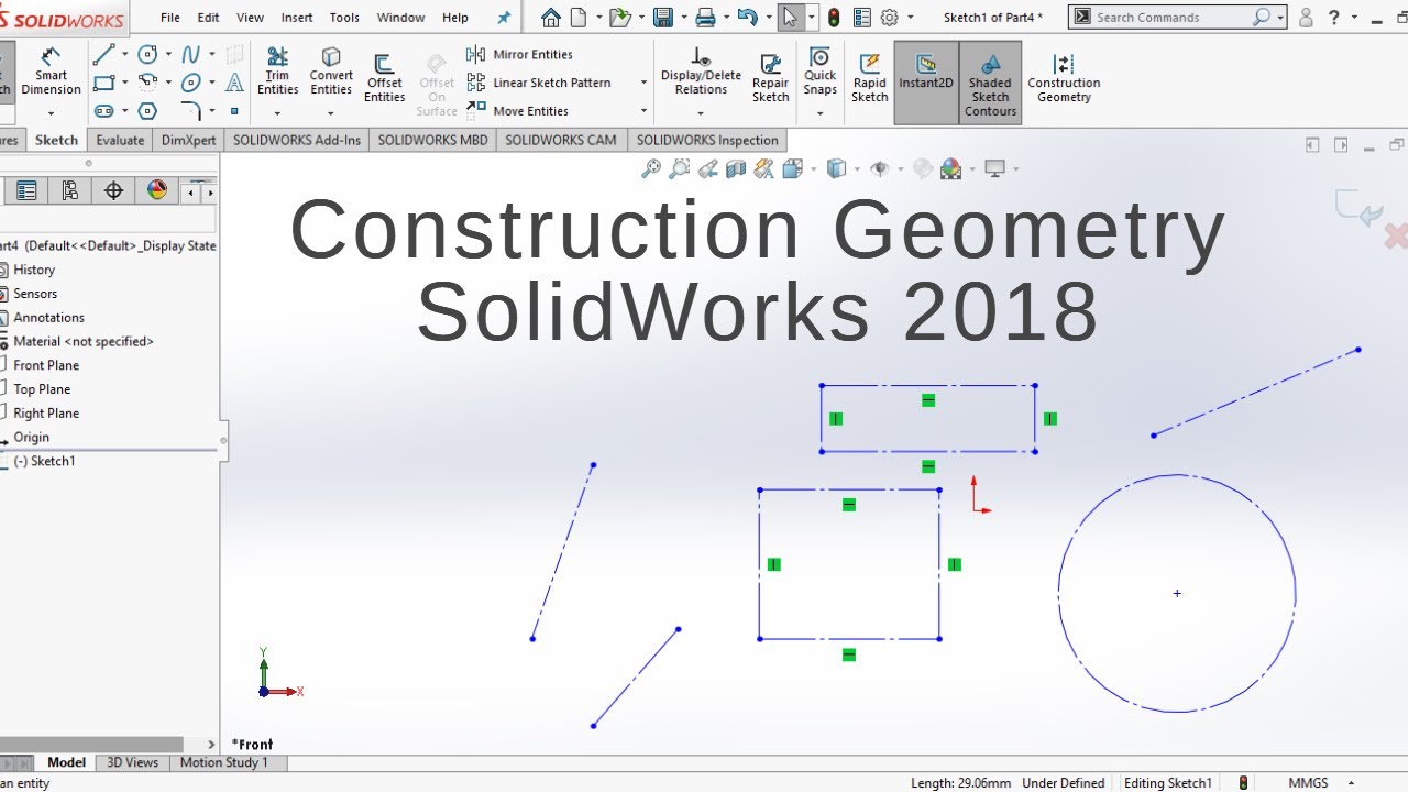 SolidWorks 2018 Tutorial For Beginners _ Construction Geometry