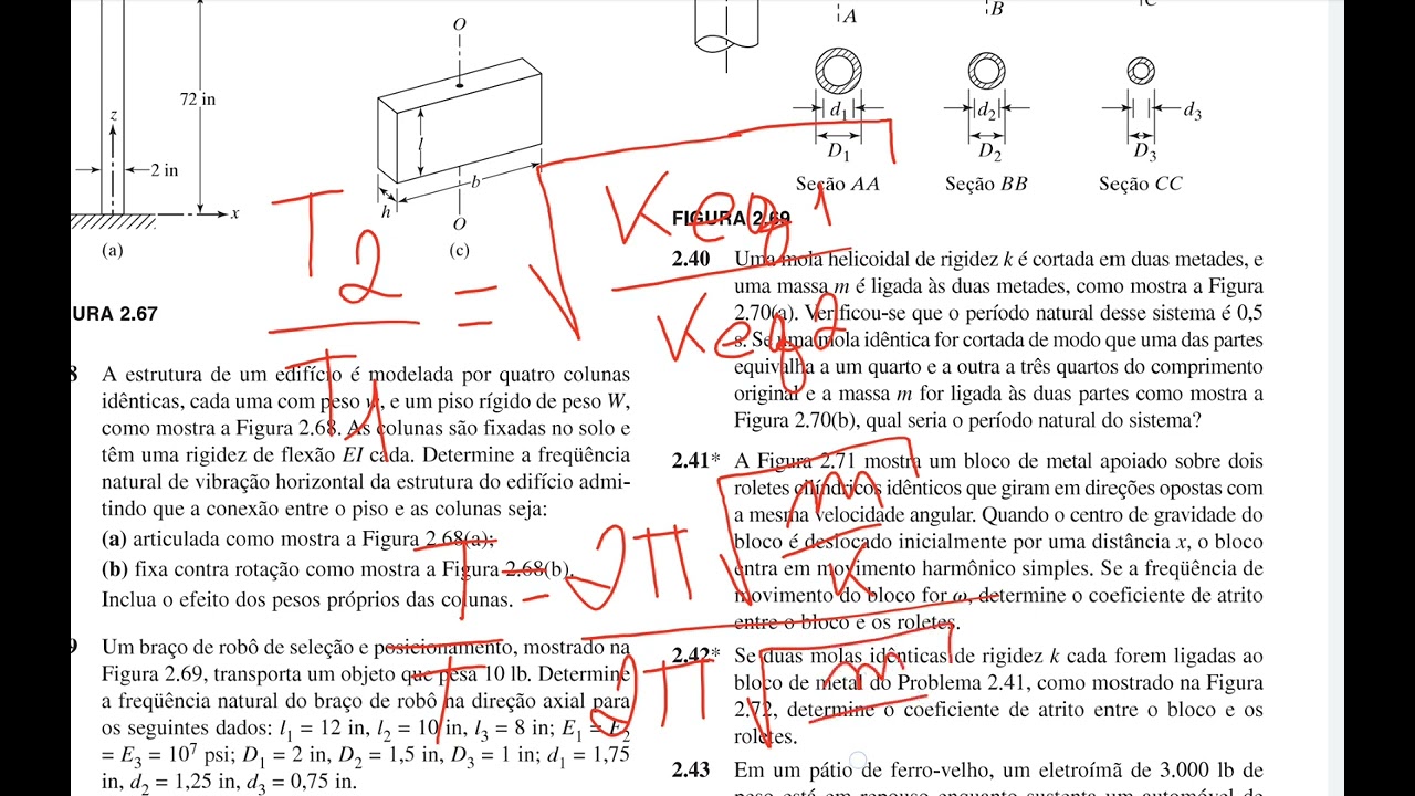 VIBRAÇÕES MECÂNICAS - 2.40 RAO - Uma mola helicoidal de rigidez k é cortada em duas metades, e uma