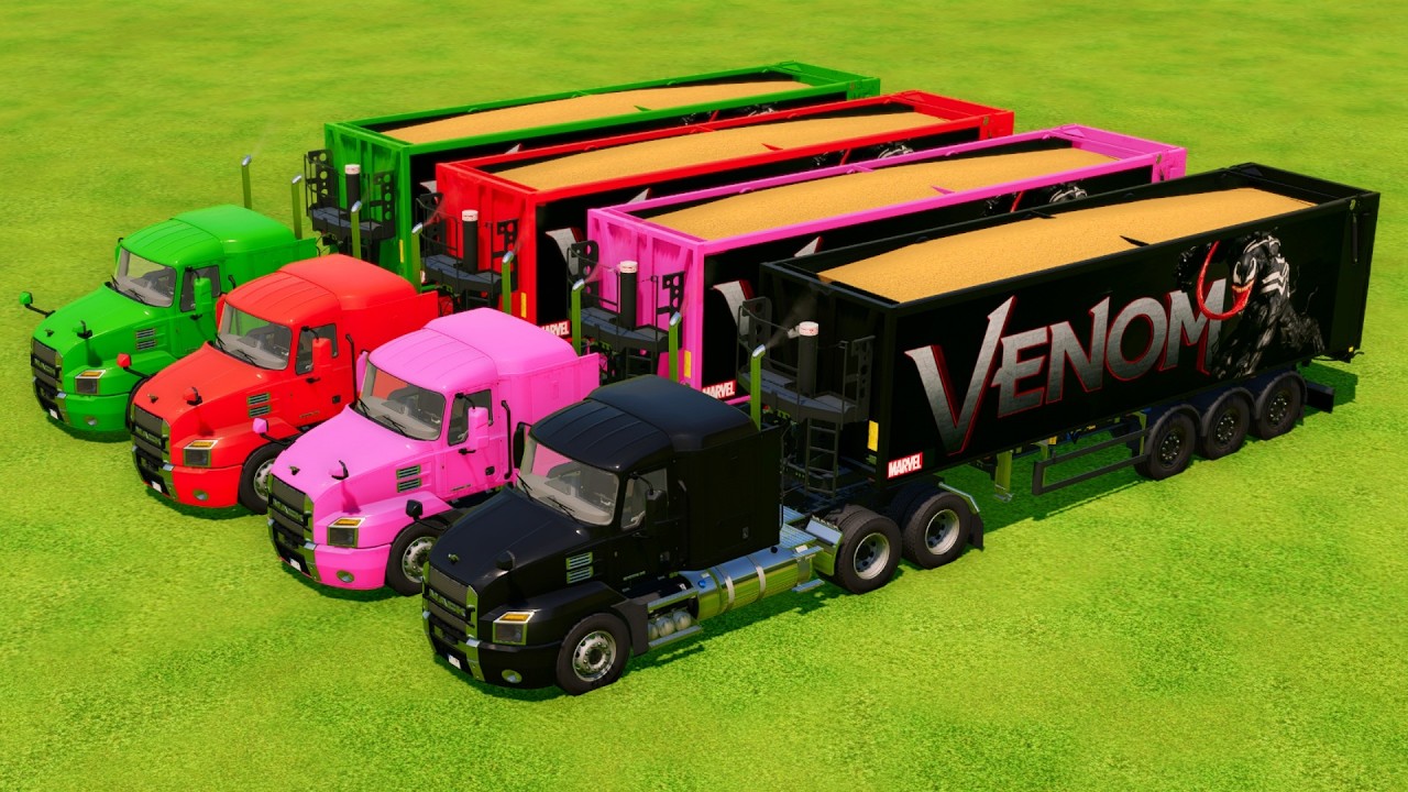 Transporting Colorful Rainbow Trailer Trucks - Farming Simulator 22 #26