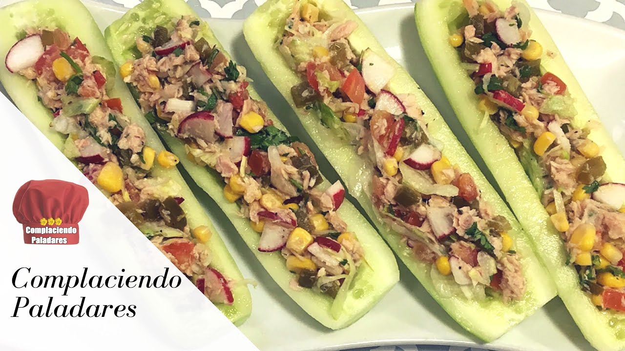 COMO HACER PEPINOS RELLENOS DE ATUN receta saludable | Stuff cucumbers - Complaciendo Paladares