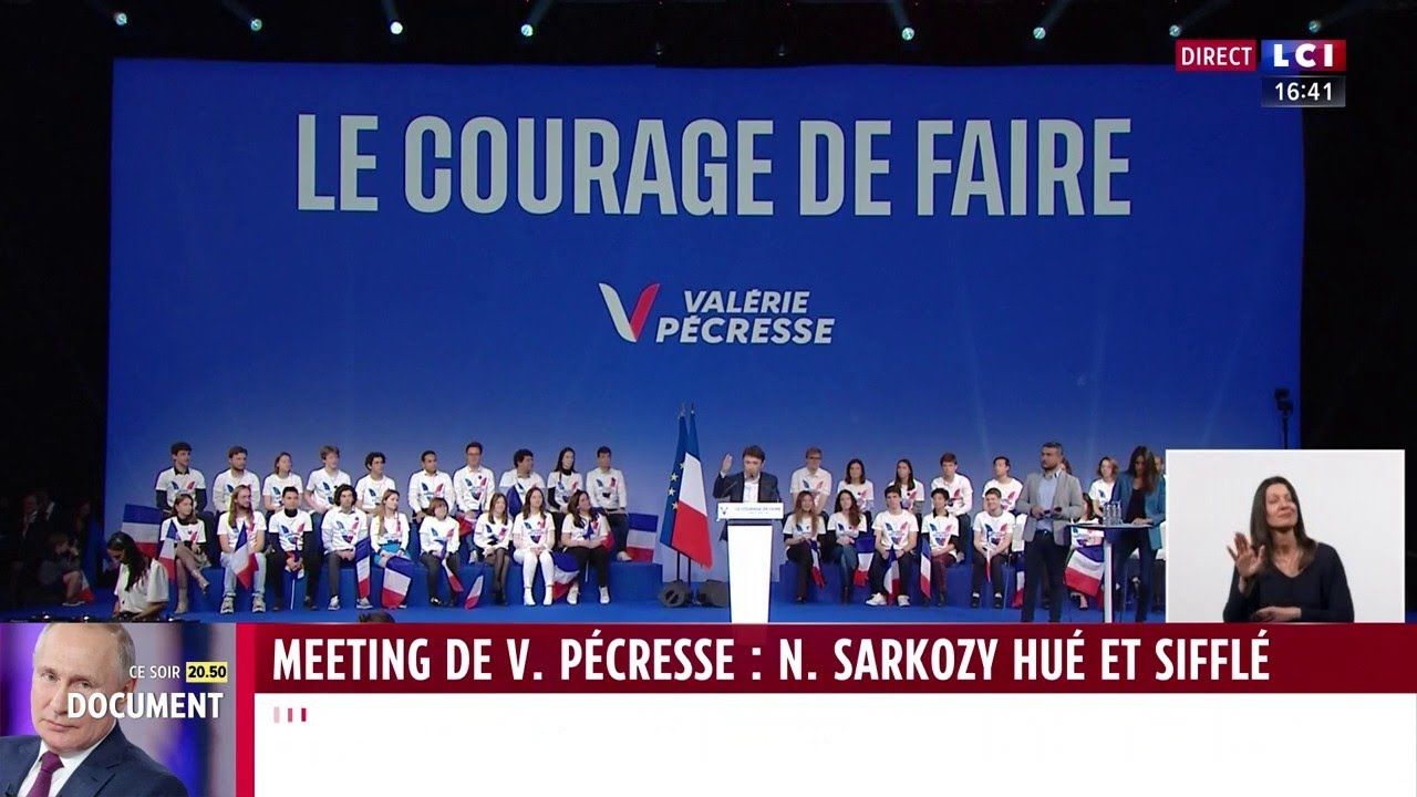 Nicolas Sarkozy siffl&eacute; au cours du meeting de V. P&eacute;cresse