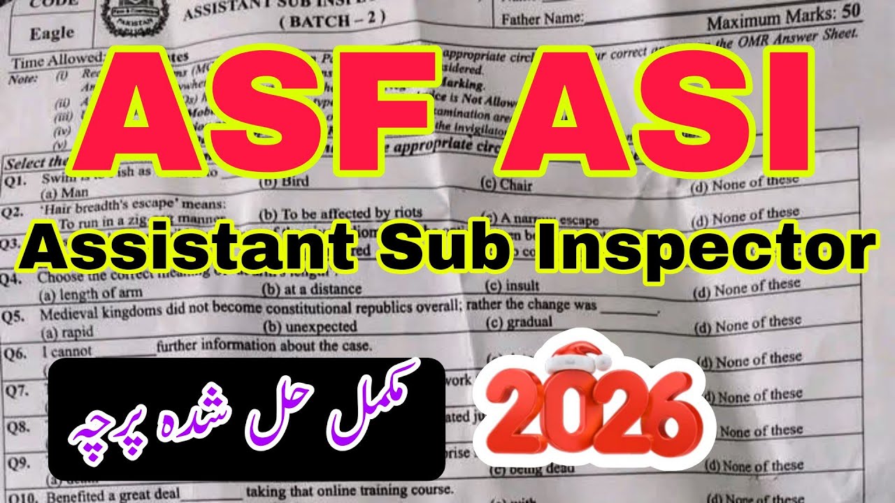 Today ASF ASI paper 31 3 2026 | batch 2 | Assistant Sub Inspector | Airport Security Force |
