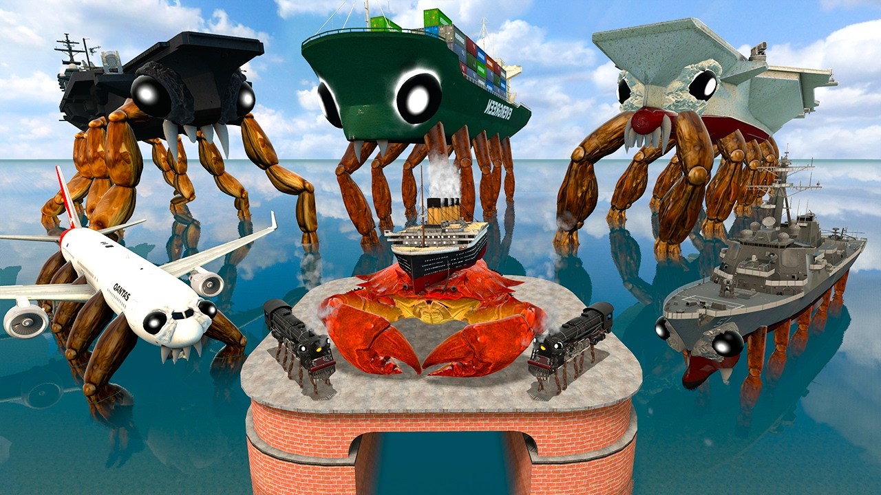 ALL CRABTANIC CRABCRAFTCARRIER CRABTRAIN CRABPLANE CRABFRIGATE SEA CREATURES FLATWATER Garry's Mod