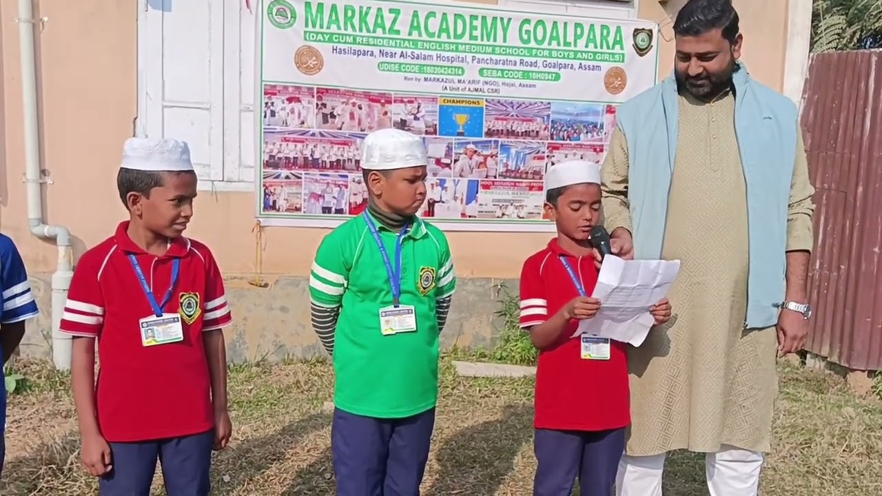 Little Champs of Markaz Academy Goalpara at this morning's Assembly.