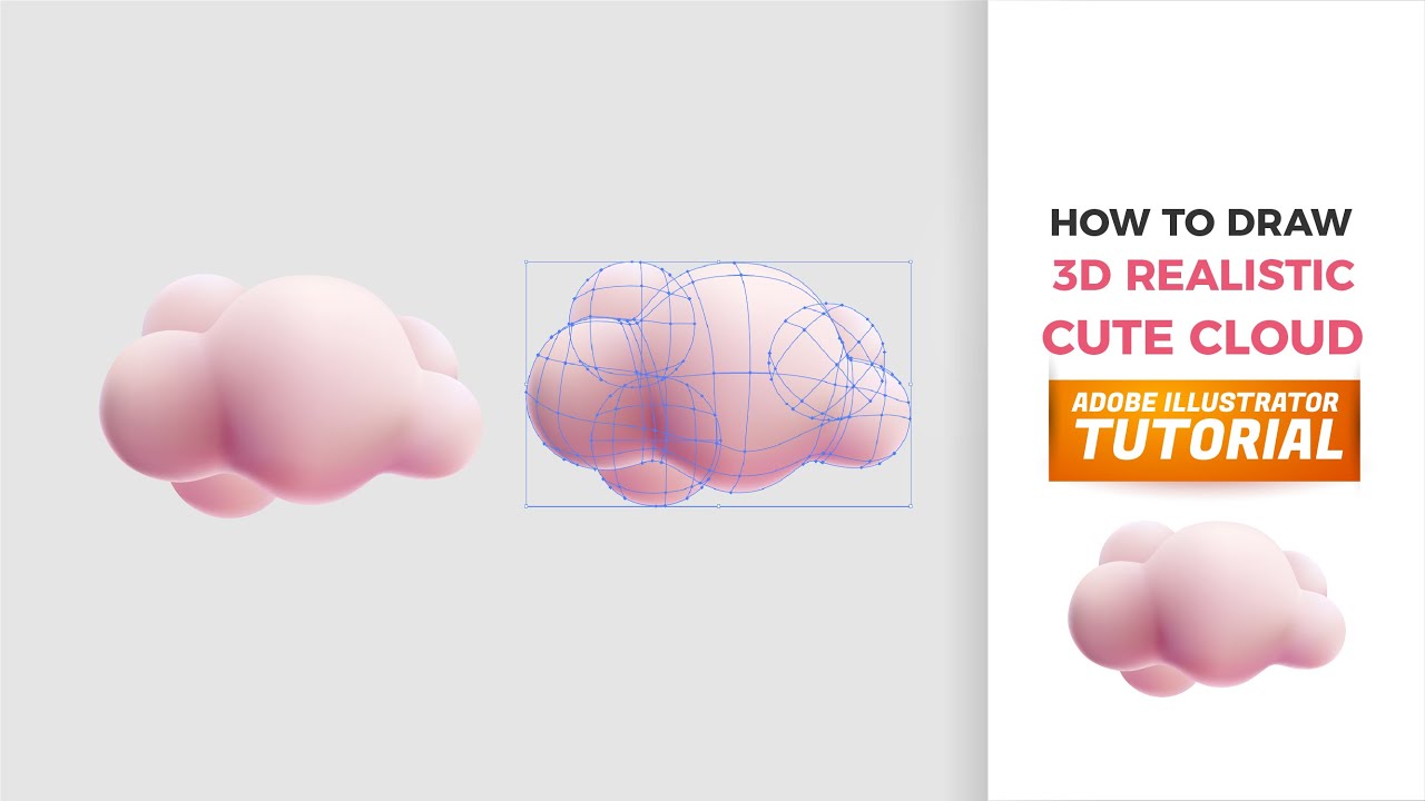 Cute 3D Cloud Adobe Illustrator Tutorial Bahasa Indonesia