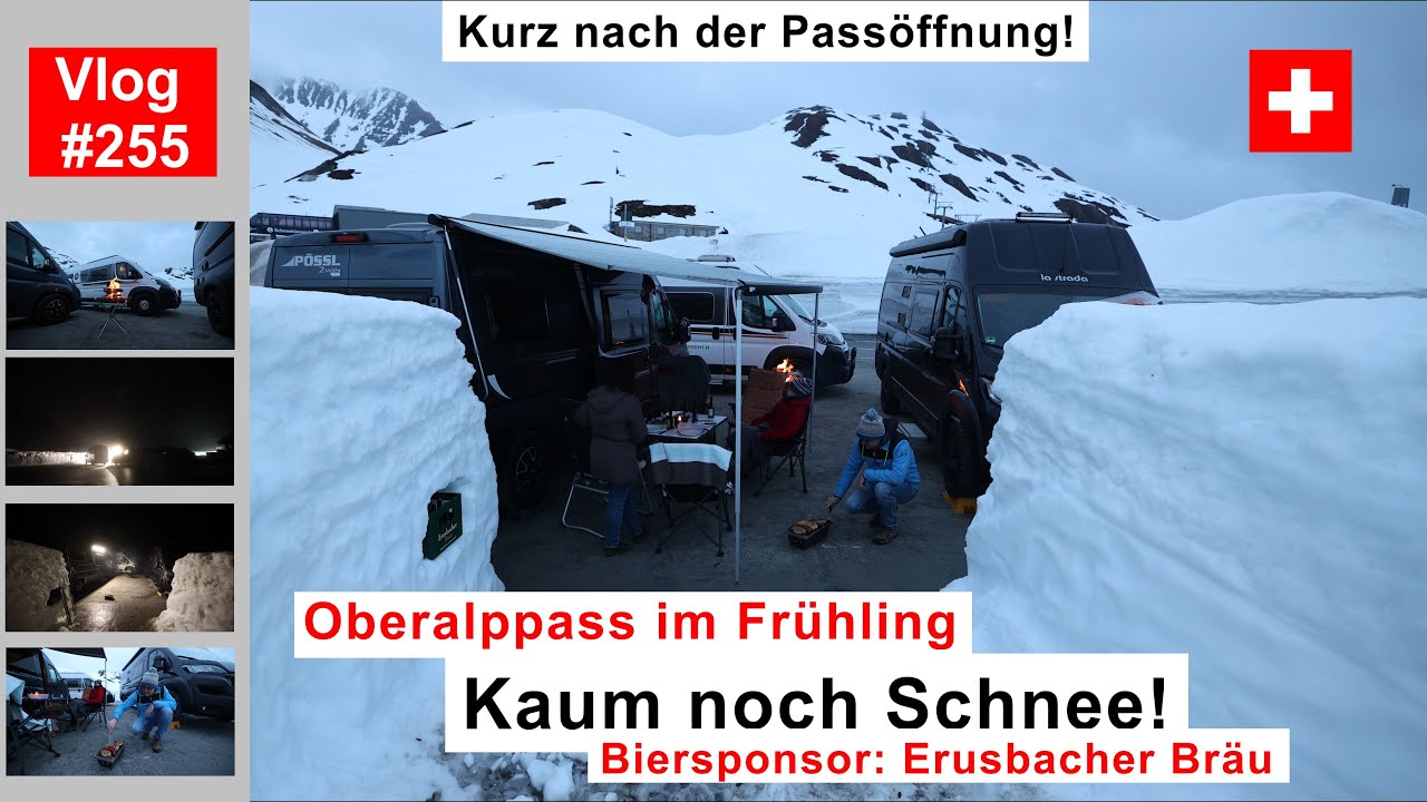 #255 Schweiz, Uri | Kurz nach der Passöffnung, Oberalppass | Schnee, Erusbacher Bräu & Feuer