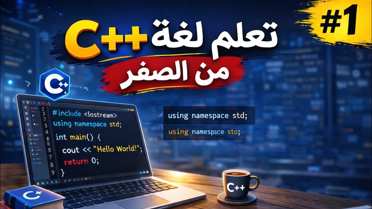 تعلم لغة C++ من الصفر | أول برنامج Hello World للمبتدئين