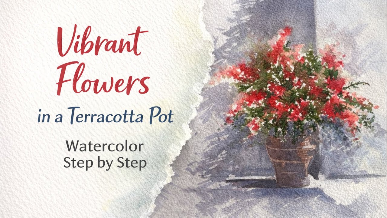 Red Blooming Magic | Dancing Watercolor Flowers Tutorial