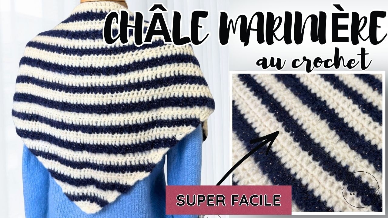Châle marinière au crochet (SUPER FACILE) | Avec des restes de pelotes 🧶
