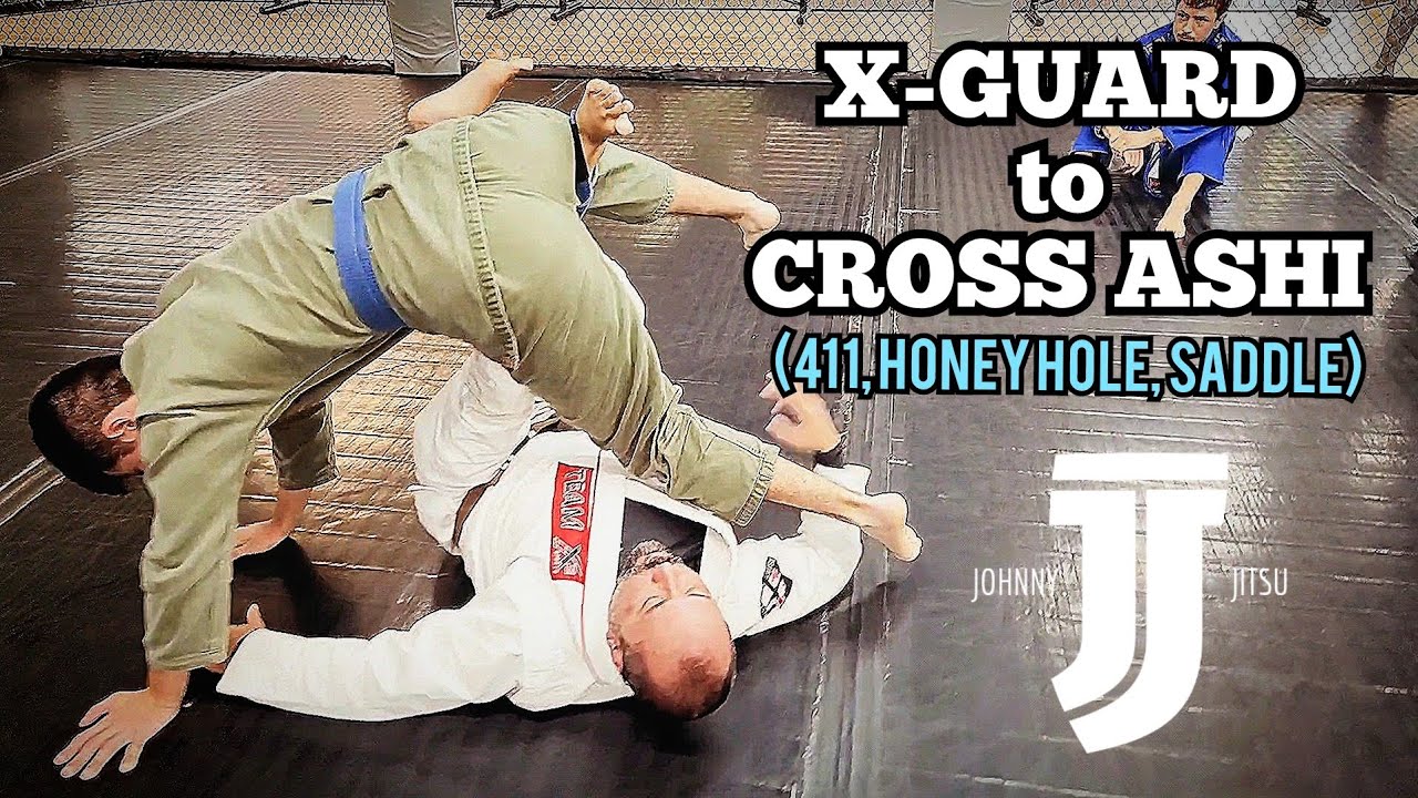 How to go from X-Guard to Saddle (cross ashi)