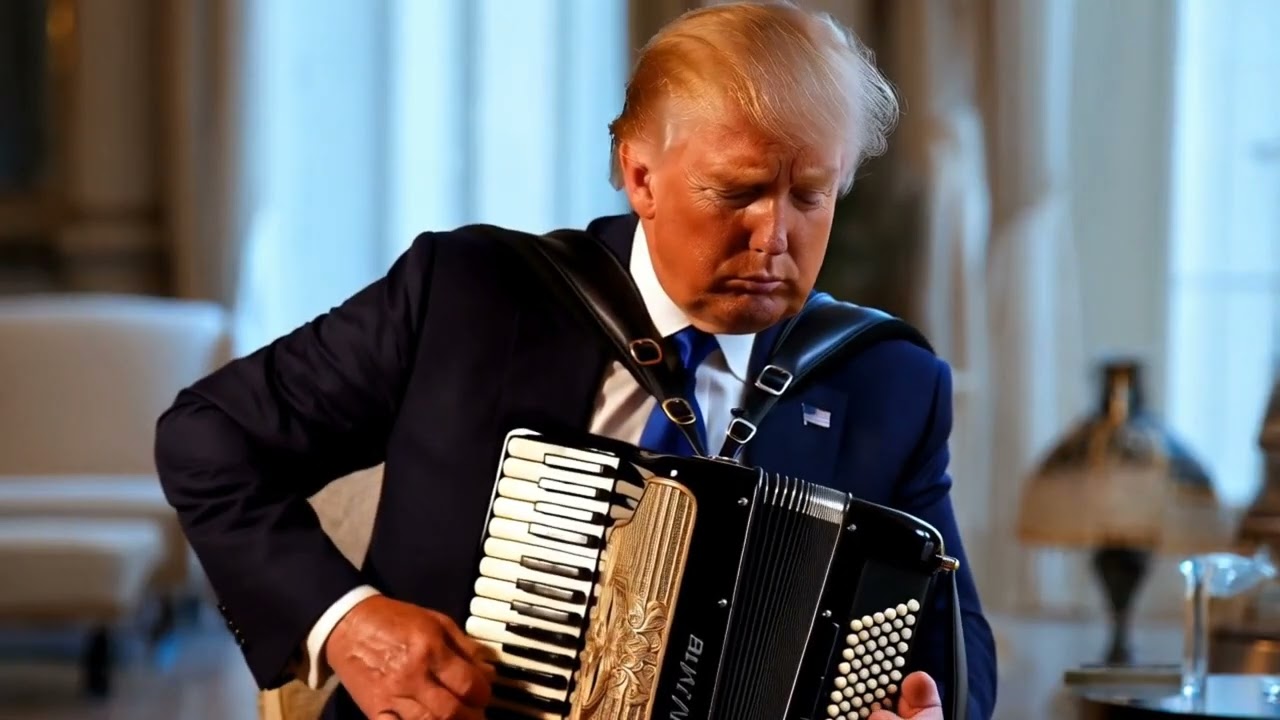 Donald Trump plays YMCA on accordion