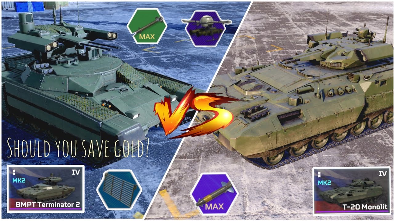 MWT Tank Battles BMPT Terminator 2 vs T-20 Monolit market gold tank vs Gacha tank #mwt