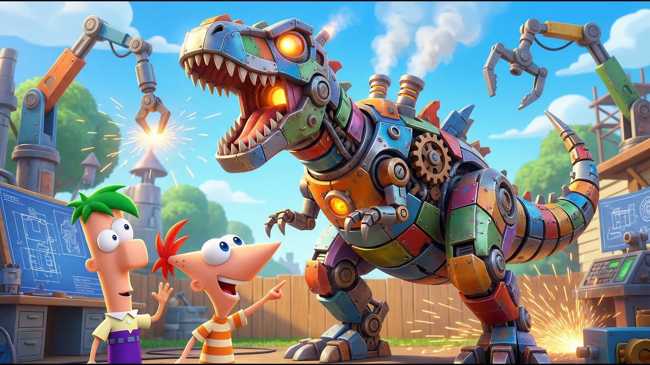 Phineas & Ferb Create a Mechanical Dinosaur! 🦖🔩 | Crazy Invention | Phineas & Ferb Animation
