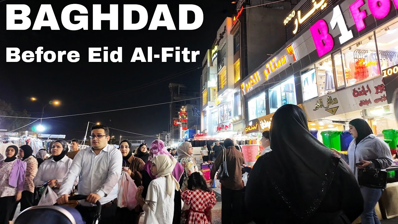 Baghdad before eid Al-Fitr, Palestine Street Walking Tour| Iraq 2025